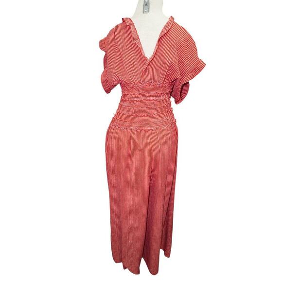 Max Studio Red Stripe Smocked Waist Jumpsuit – Size XL (EUC) - Picture 8 of 10
